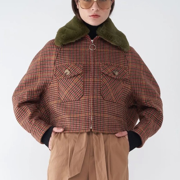 SOSKEN JADEN - HOUNDSTOOTH BOMBER JACKET - Picture 3 of 7